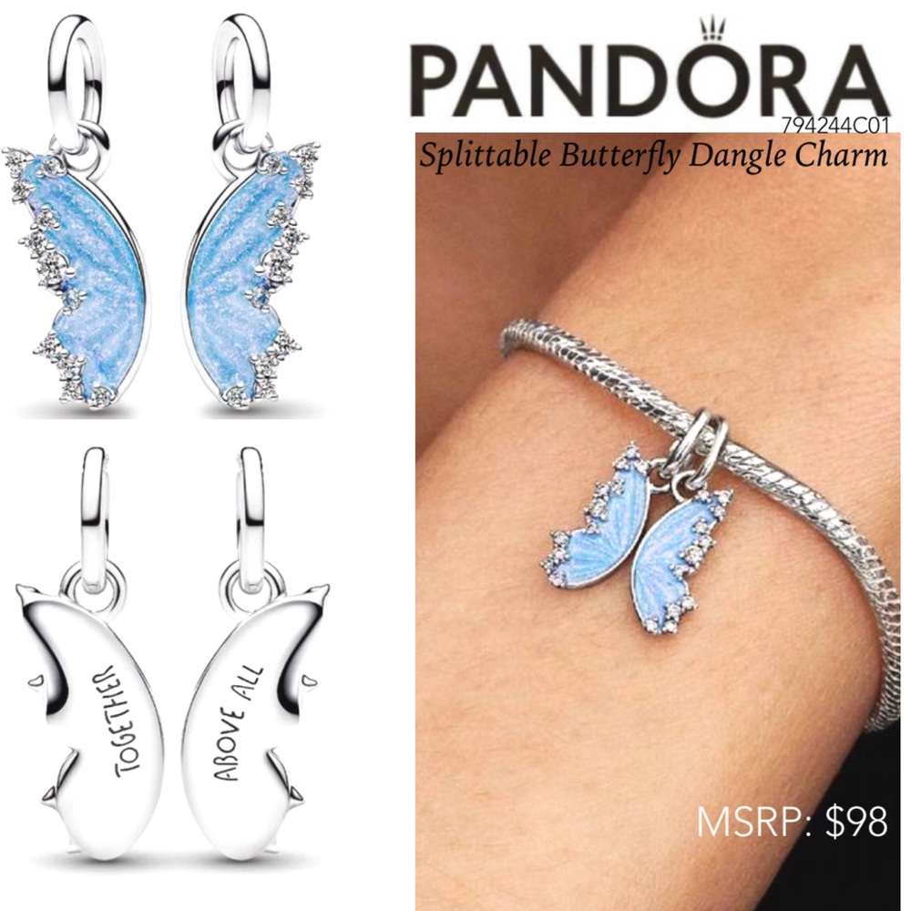 PANDORA Splittable Butterfly Dangle Charm